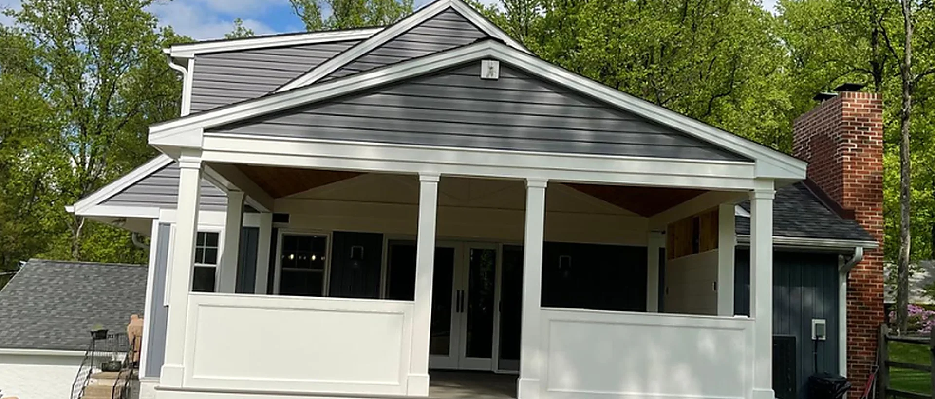 Covered front porch completed by 1JM Construction in Philadelphia